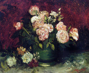  Vincent Van Gogh Bowl with Peonies and Roses - Art Print