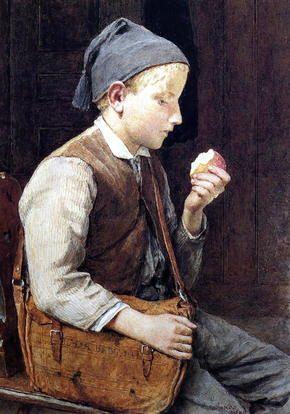  Albert Anker Boy Eating an Apple - Art Print