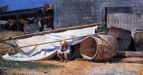  Winslow Homer Boy in a Boatyard (also known as Boy with Barrels) - Art Print