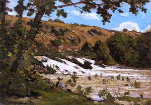 Henri Harpignies Boy Seated by a River - Art Print