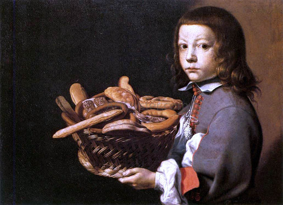  Evaristo Baschenis Boy with a Basket of Bread - Art Print