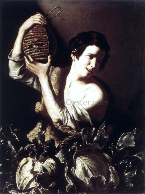  Tommaso Salini Boy with a Flask and Cabbages - Art Print