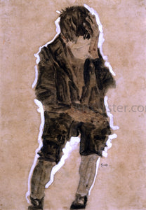  Egon Schiele Boy with Hand to Face - Art Print