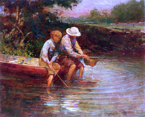  Louis Comfort Tiffany Boys Fishing - Art Print