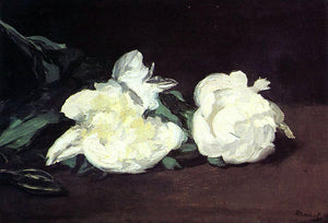  Edouard Manet Branch of White Peonies, with Pruning Shears - Art Print