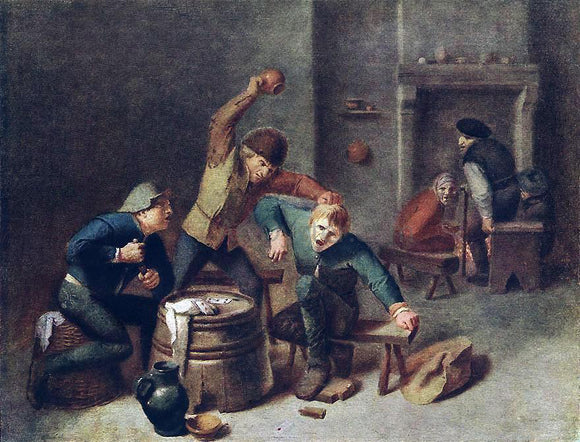  Adriaen Brouwer Brawling Peasants - Art Print