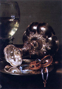  Willem Claesz Heda The Breakfast Table with Blackberry Pie (detail) - Art Print