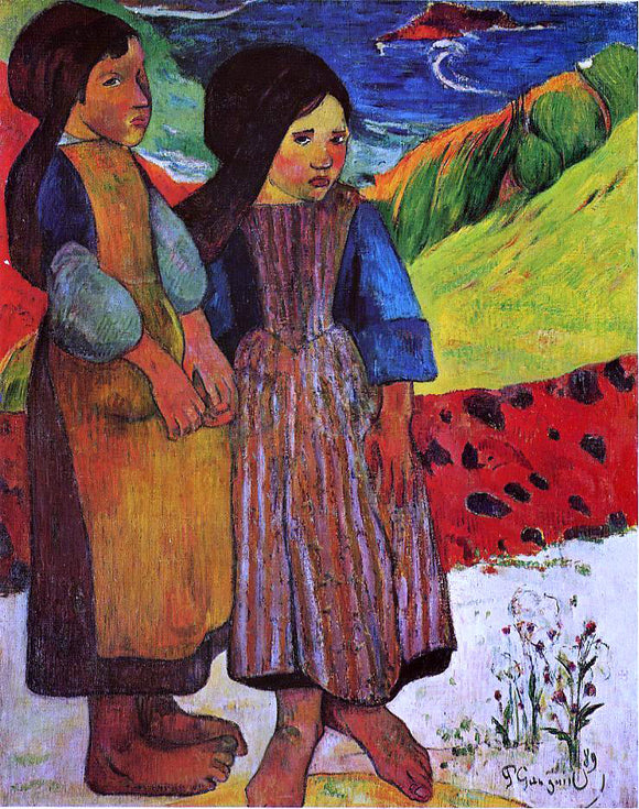  Paul Gauguin Breton Girls by the Sea - Art Print