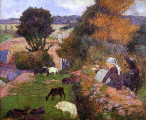  Paul Gauguin A Breton  Shepherdess - Art Print