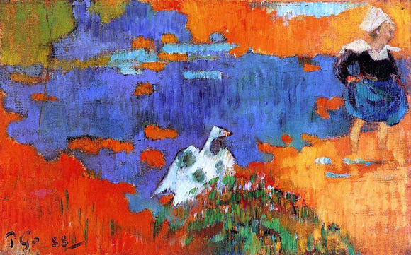  Paul Gauguin Breton Woman and Goose by the Water - Art Print
