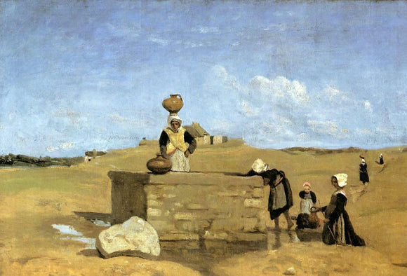  Jean-Baptiste-Camille Corot Breton Women at the Fountain - Art Print