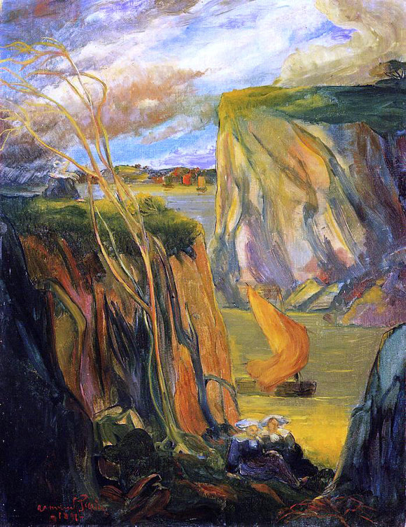  Armand Seguin Breton Women by the Cliff - Art Print