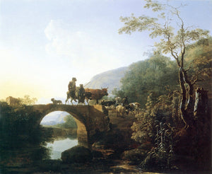  Adam Pynacker Bridge in an Italian Landscape - Art Print