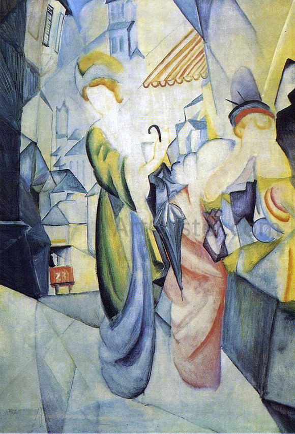  August Macke Bright Women in front of the Hat Shop - Art Print