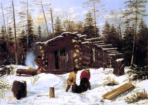  Arthur Fitzwilliam Tait Bringing Home Game: Winter Shanty at Ragged Lake - Art Print