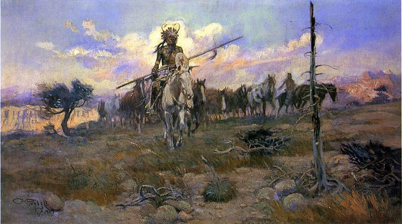 Charles Marion Russell Bringing Home the Spoils - Art Print