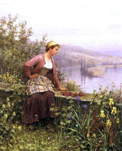  Daniel Ridgway Knight Brittany Girl Overlooking Stream - Art Print