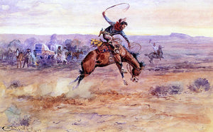  Charles Marion Russell Bucking Bronco - Art Print