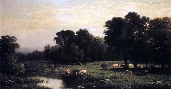  John W Casilear Bucolic Landscape with Cows - Art Print