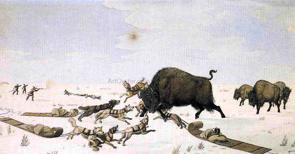  Peter Rindisbacher Buffalo Hunt - Art Print