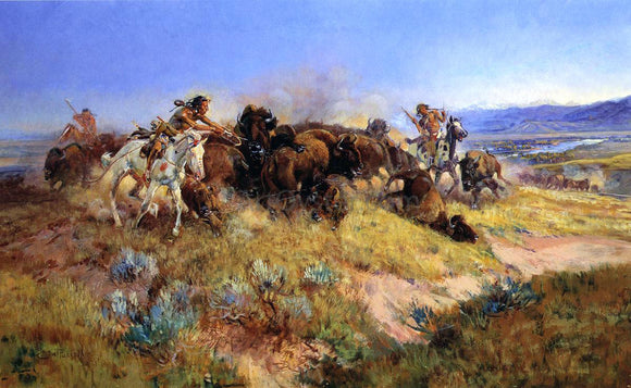  Charles Marion Russell Buffalo Hunt No.40 - Art Print