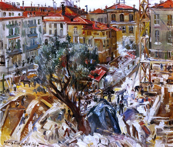  Lovis Corinth Building Under Construction in Monte Carlo - Art Print