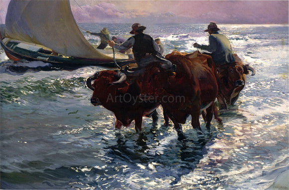  Joaquin Sorolla Y Bastida Bulls in the Sea - Art Print