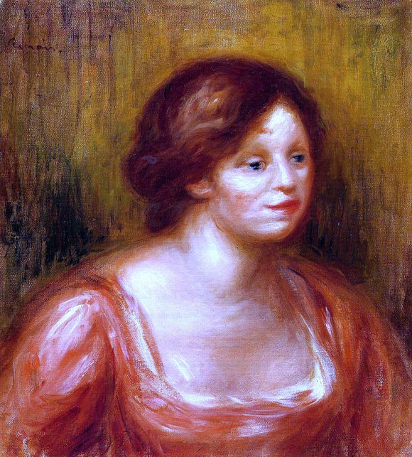  Pierre Auguste Renoir Bust of a Woman in a Red Blouse - Art Print
