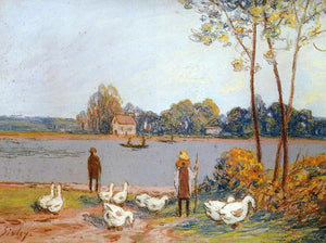  Alfred Sisley By the River Loing - Art Print