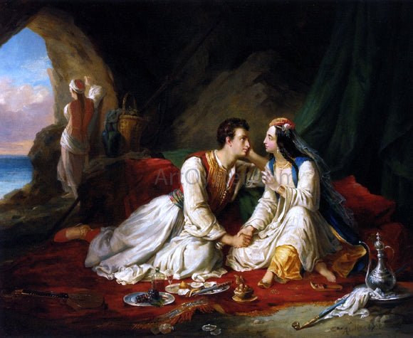  Alexandre-Marie Colin Byron as Don Juan, with Haidee - Art Print