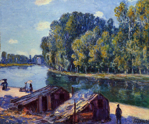  Alfred Sisley Cabins along the Loing Canal, Sunlight Effect - Art Print
