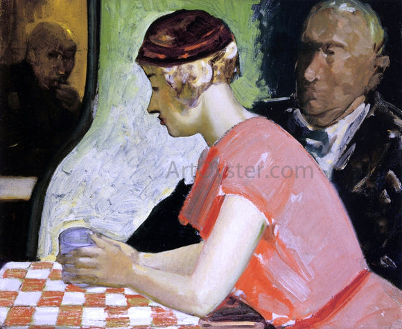  George Luks Cafe Scene - a Study of a Young Woman - Art Print