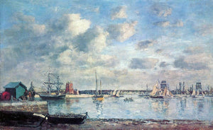  Eugene-Louis Boudin Camaret, Boats in the Harbor - Art Print