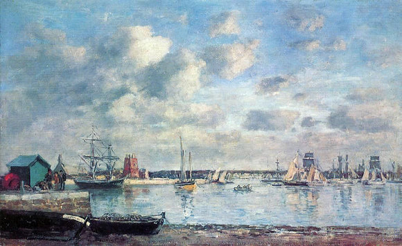  Eugene-Louis Boudin Camaret, Boats in the Harbor - Art Print