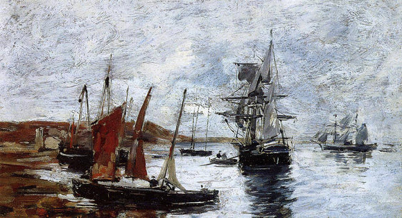  Eugene-Louis Boudin Camaret, Boats on the Shore - Art Print