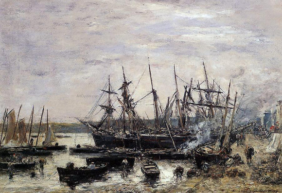  Eugene-Louis Boudin Camaret, Fishing Boats at Dock - Art Print
