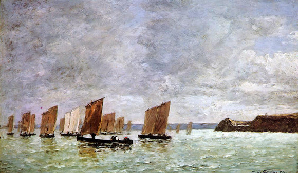  Eugene-Louis Boudin Camaret, Fishing Boats off the Shore - Art Print