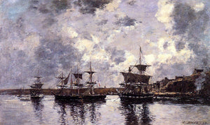  Eugene-Louis Boudin Camaret, Three Masters Anchored in the Harbor - Art Print