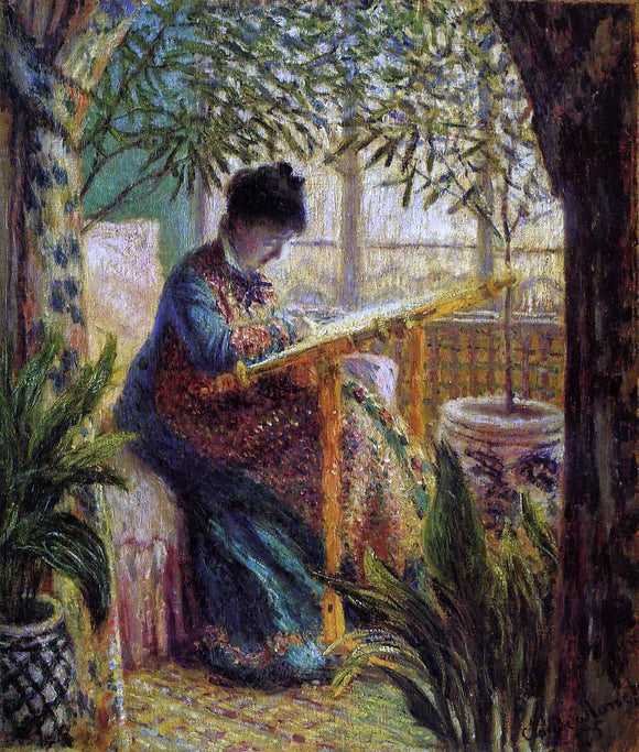  Claude Oscar Monet Camille Embroidering - Art Print