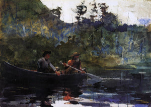  Winslow Homer Canoeing in the Adirondacks - Art Print