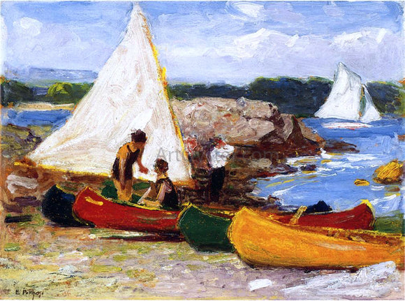  Edward Potthast Canoes and Sailboats - Art Print