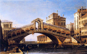  Canaletto Capriccio of the Rialto Bridge with the Lagoon Beyond - Art Print