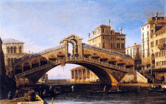  Canaletto Capriccio of the Rialto Bridge with the Lagoon Beyond - Art Print