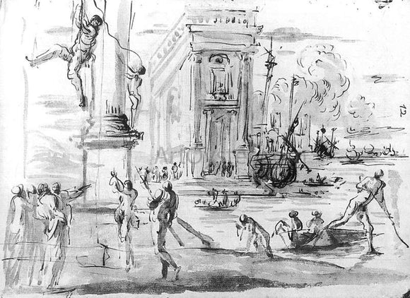  Agostino Tassi Capriccio with the Palazzo dei Conservatori - Art Print