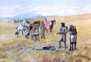  Charles Marion Russell Captain Lewis Meeting the Shoshones - Art Print