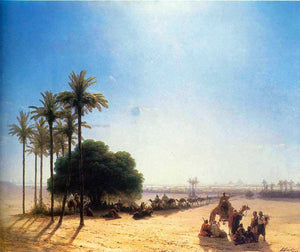  Ivan Constantinovich Aivazovsky Caravan in Oasis, Egypt - Art Print