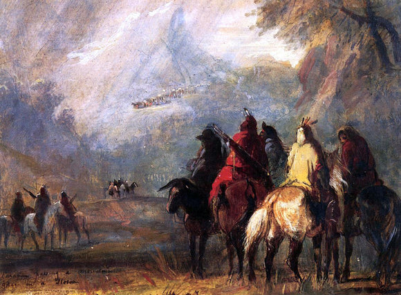  Alfred Jacob Miller Caravan Passing a Mountain Gorge in a Storm - Art Print