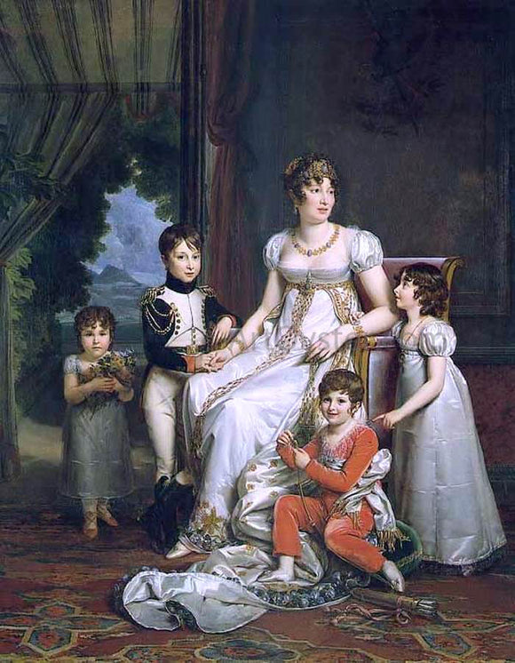  Baron Francois Gerard Caroline Bonaparte, Queen of Naples, and Her Children - Art Print