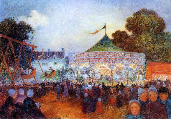  Ferdinand Du Puigaudeau Carousel at Night at the Fair - Art Print
