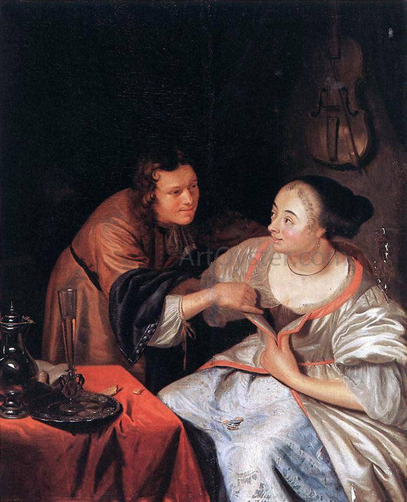  The Elder Frans Van  Mieris Carousing Couple - Art Print